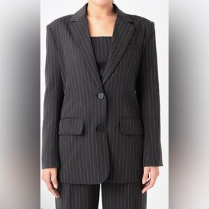 Grey Lab Oversized Pinstriped Blazer, XS NWOT